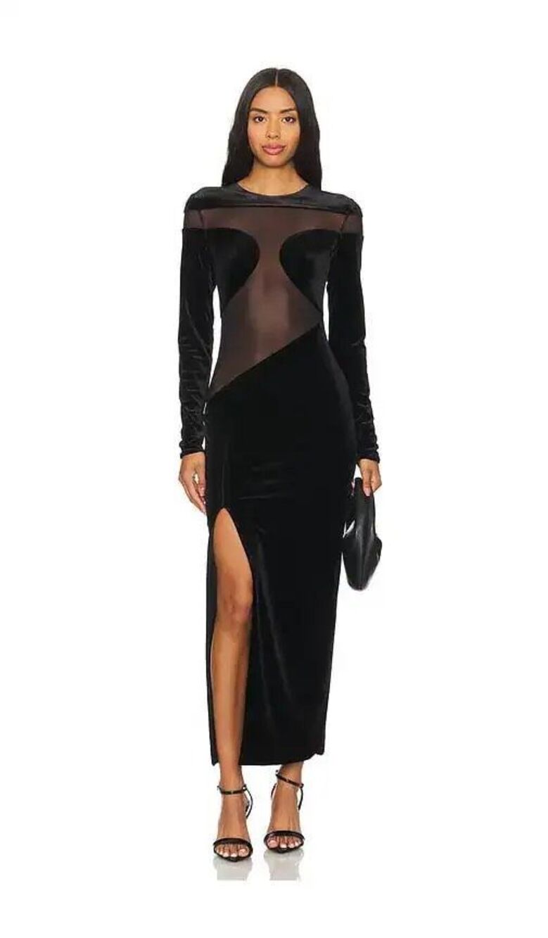 UNDRESSED CODE Velvet Sky Dress in Black Size Medium $279